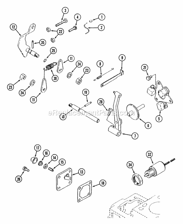 Governor Parts - 19hp Diagram and Parts List for 544-412D100, 546-412D100 Cub Cadet Lawn Tractor